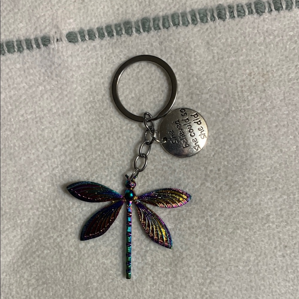 Rainbow Dragonfly Keychain